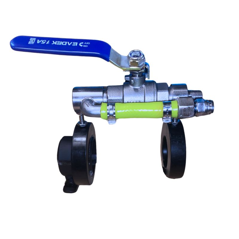 BENZ SLIDING POLE VALVE: A water-fed pole valve designed for applying soft wash chemicals to roofs and render surfaces