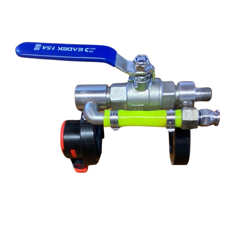 BENZ SLIDING POLE VALVE: A water-fed pole valve designed for applying soft wash chemicals to roofs and render surfaces